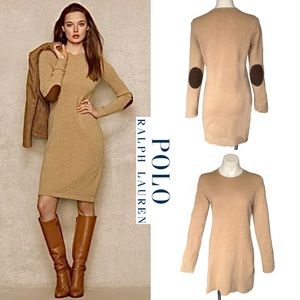 Polo Ralph Lauren Wool Cashmere Sweater Dress Elbow Patch